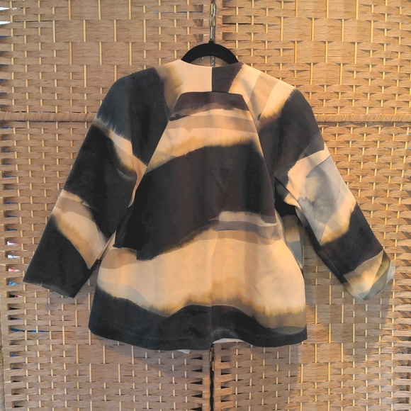 Lafayette 148 NY Swing Jacket in Abstract Watercolor Earth Tone Pattern Sz Small - Picture 3 of 15